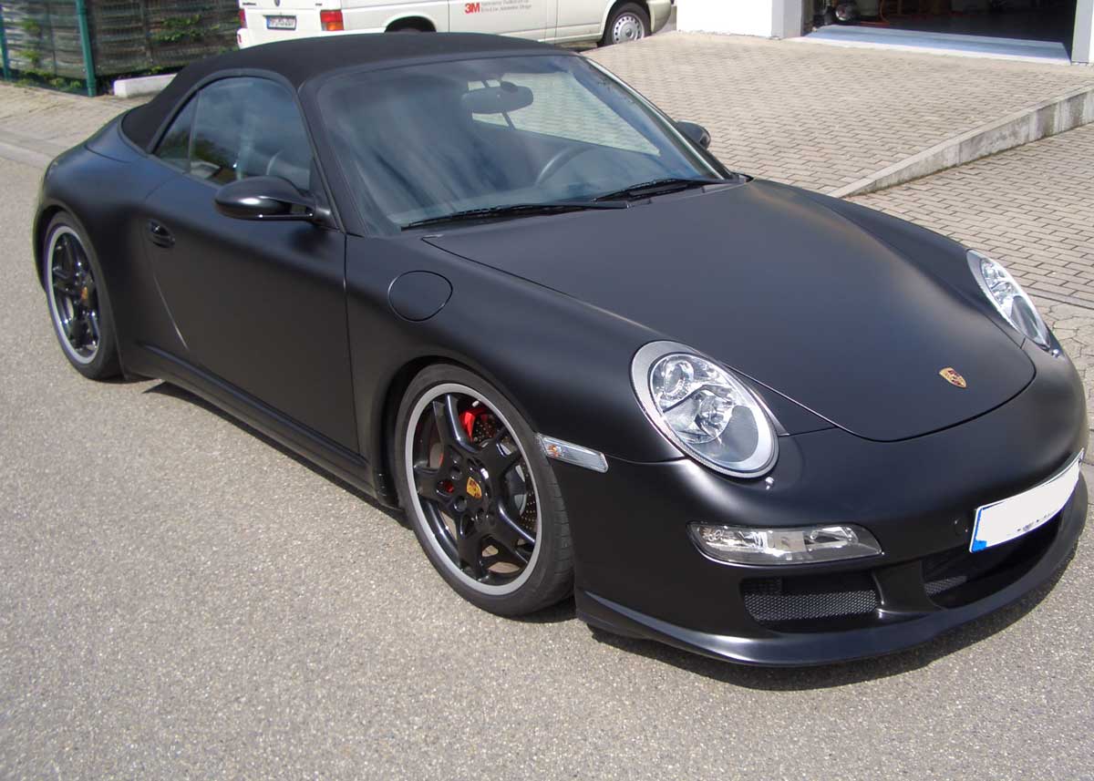 Porsche 911 Cabrio matt-schwarz foliert